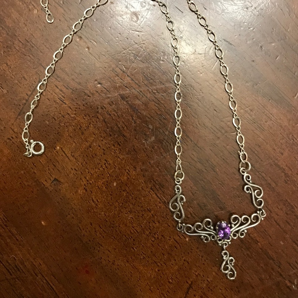 Sterling and Amethyst Necklace - Picture 2 of 6
